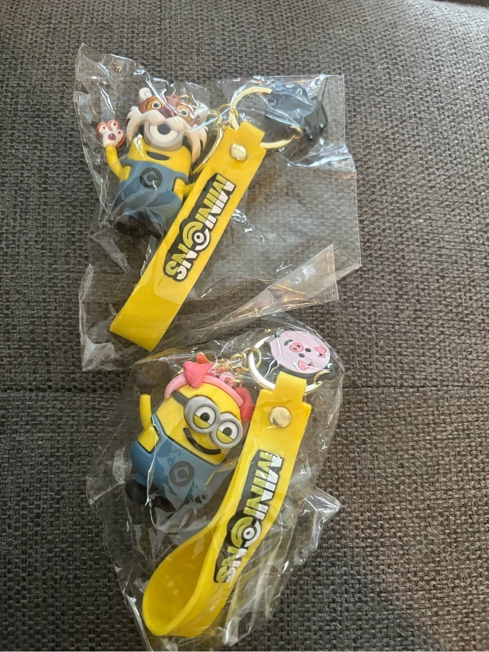 Yellow Minions Kids Keychain Toy with Spoon - Pack of 2